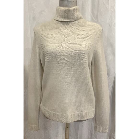 Lauren by Ralph Lauren Sweaters - Vintage Ralph Lauren Wool Angora Sweater Turtleneck Embellished Snowflake PL